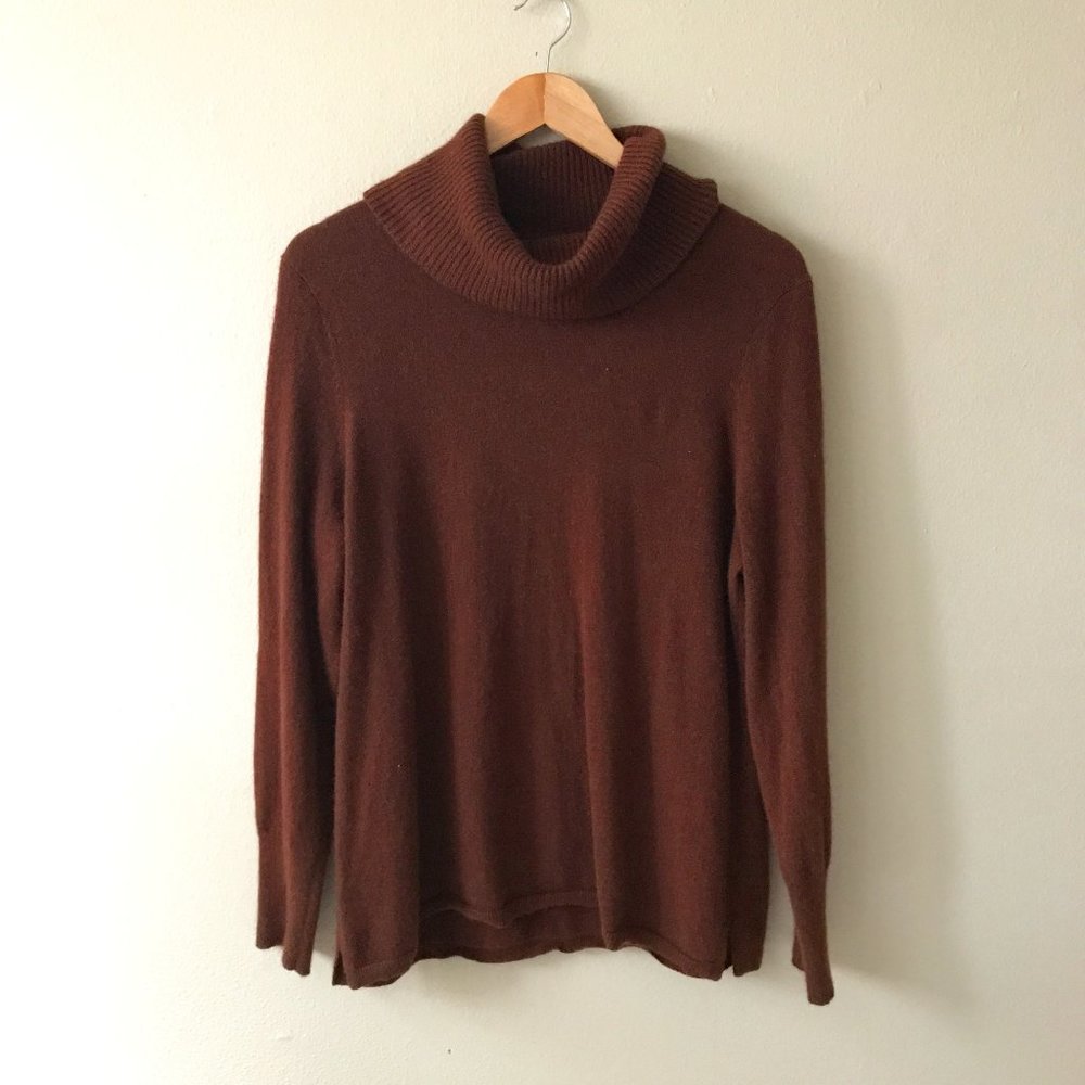 Talbots 100% cashmere cowl neck sweater in deep rust
